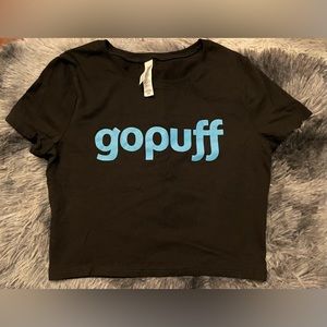 Gopuff Crop Top Women’s T Shirt Black Short Sleeve Sz XS/S Cannabis New